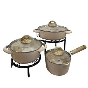 Master Class Premium Collection Casserole & Saucepan Set W/Glass Lids Nonstick